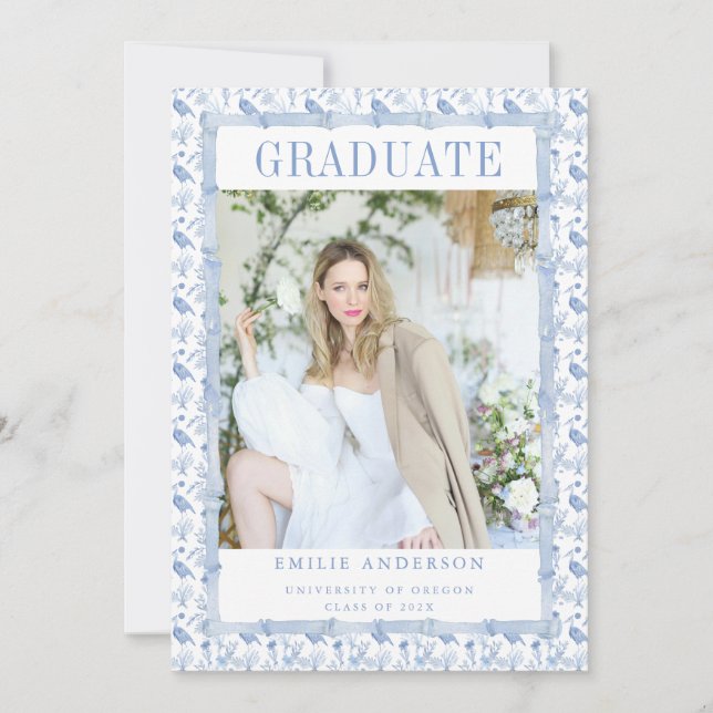 Coastal Blue Graduation Announcement Card Photo Einladung (Vorderseite)