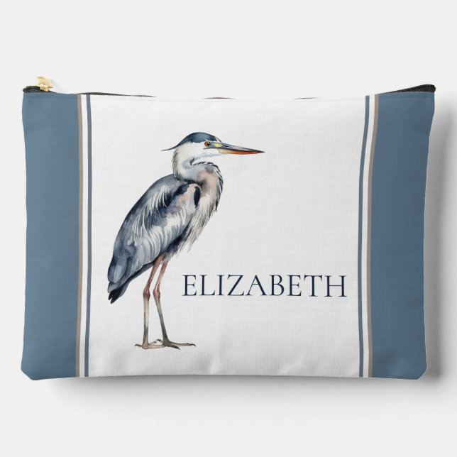 Coastal Blue Heron Bird Personalized Zubehörtasche (Vorderseite)