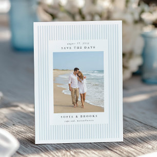 Coastal Blue Klassisches Nadelstreifen-Foto-Hoch Save The Date
