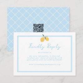 Coastal Blue Lemon Amalfi QR Code RSVP  Begleitkarte