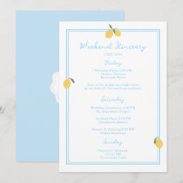 Coastal Blue Lemon Amalfi Wedding Itinerary Card Einladung