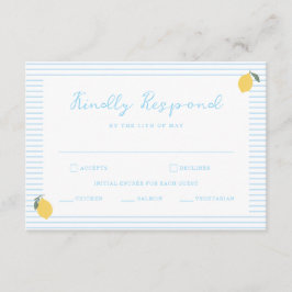 Coastal Blue Lemon Amalfi Wedding RSVP Card Begleitkarte