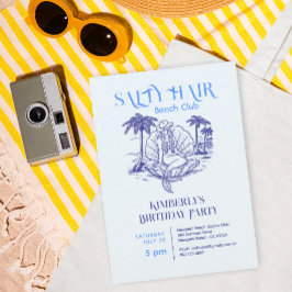 Coastal Blue Mermaid Cowgirl Summer Birthday Party Einladung