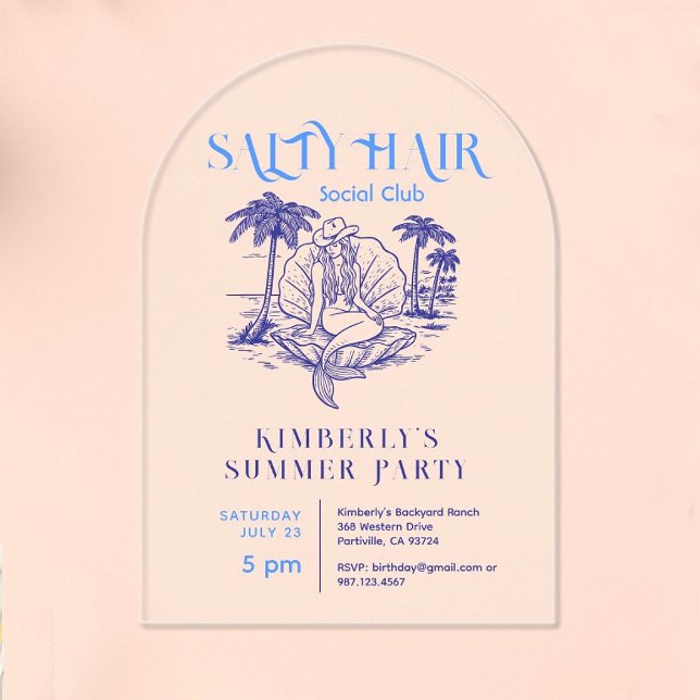 Coastal Blue Mermaid Cowgirl Summer Party Acryleinladungen (Von Creator hochgeladen)