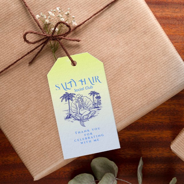 Coastal Blue Mermaid Cowgirl Summer Party Geschenkanhänger (Von Creator hochgeladen)