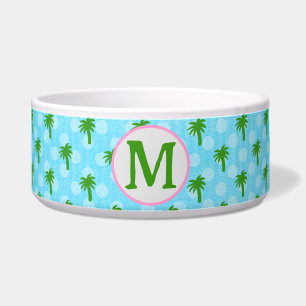 Coastal Blue mit Grünpalmenbaum Keramik Pet Bowl Napf