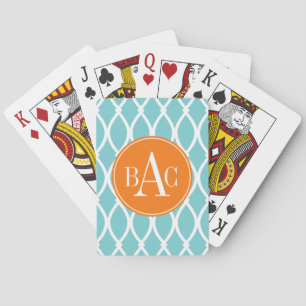 Coastal Blue Mit Monogramm Barcelona Print Spielkarten