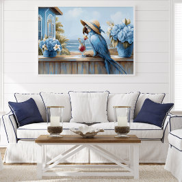 Coastal Blue Parrot Art Print | Wall Poster