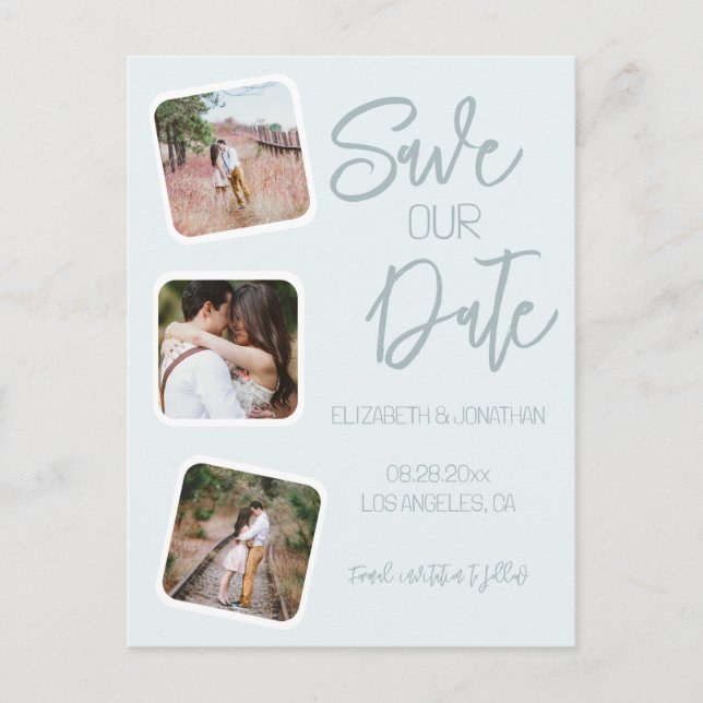 Coastal Blue Save the Date Postkarte (Vorderseite)