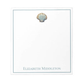Coastal Blue Scallop Seashell Personalized Notizblock