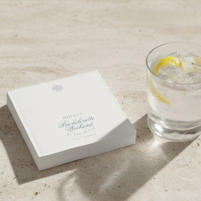 Coastal Blue Seashell Bachelorette Serviette (Coastal Blue Seashell Bachelorette Napkins)