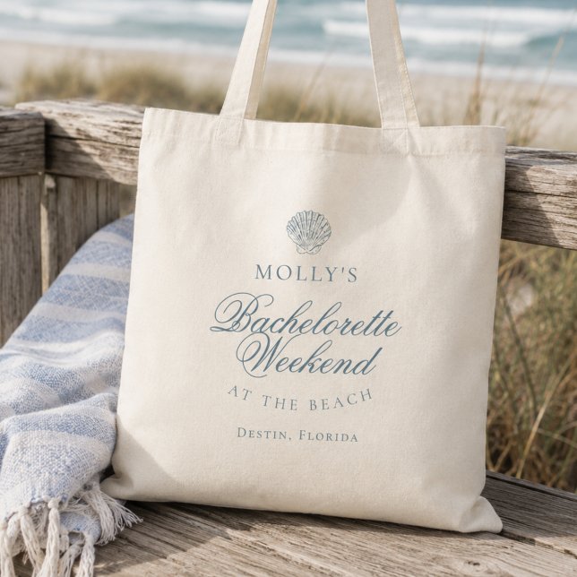 Coastal Blue Seashell Junggesellinnenabschied Tragetasche (Coastal Blue Seashell Bachelorette Tote Bag)