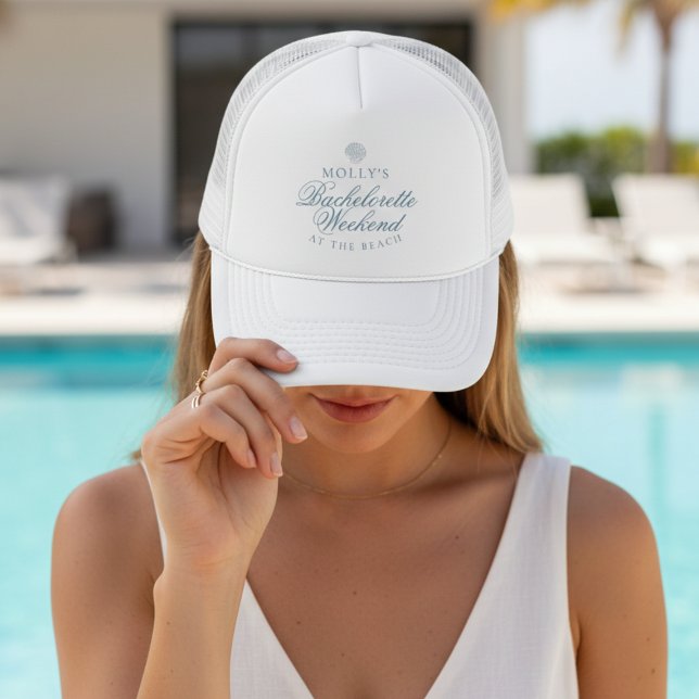 Coastal Blue Seashell Junggesellinnenabschied Truckerkappe (Coastal Blue Seashell Bachelorette Trucker Hat
)