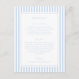 Coastal Blue Striped Wedding Detail Begleitkarte
