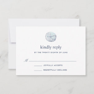 Coastal Blue Watercolor Sand Dollar RSVP Karte