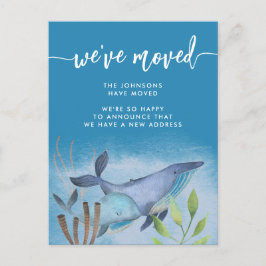 Coastal Blue Whale Nautical New Address Moving Ankündigungspostkarte