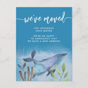 Coastal Blue Whale Nautical New Address Moving Ankündigungspostkarte