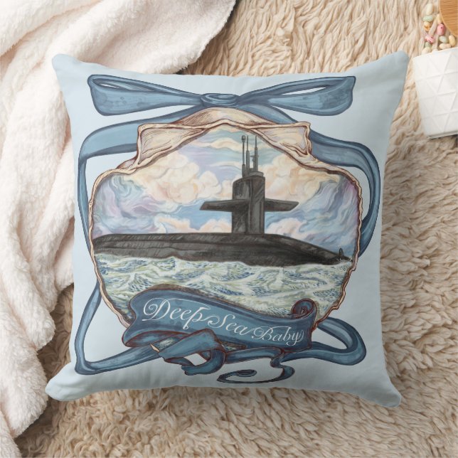 Coastal Blues Submarine Throw Pillow  Kissen (Decke)