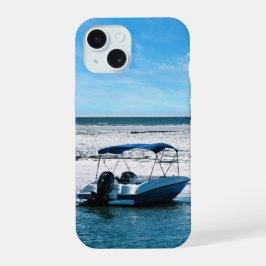 Coastal Boat Wall Art Minimalist Ocean Blue iPhone 15 Hülle