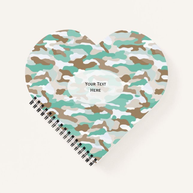 Coastal Camouflage Herz Notizbuch (Vorderseite)