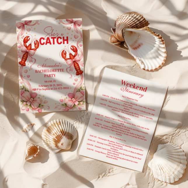 Coastal Catch Vintage Bachelorette Party Einladung (Von Creator hochgeladen)