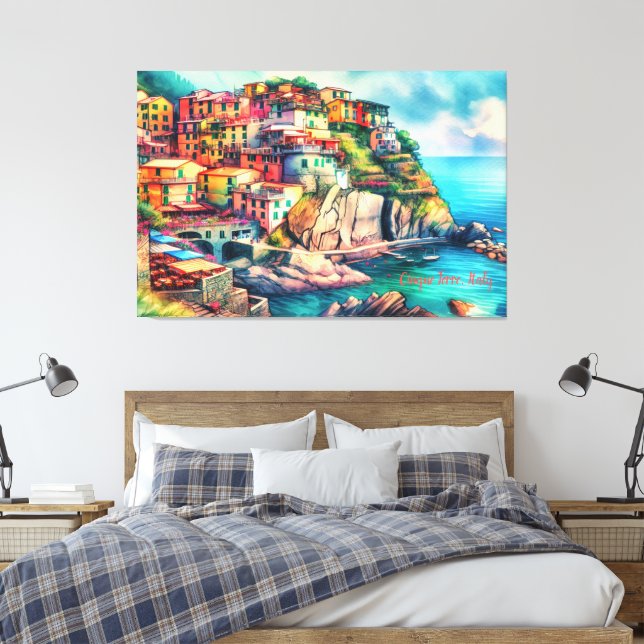 Coastal Charm Italien Cinque Terre | Leinwanddruck (Insitu (Schlafzimmer))