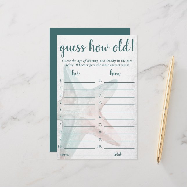 Coastal Chic | Aquamariner Starfish Rätselraten Wi (Vorderseite/Rückseite Beispiel)