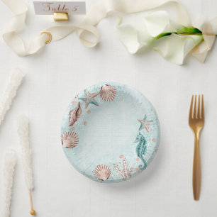 Coastal Chic Aquamarines Party für Grüne und Kor Pappteller