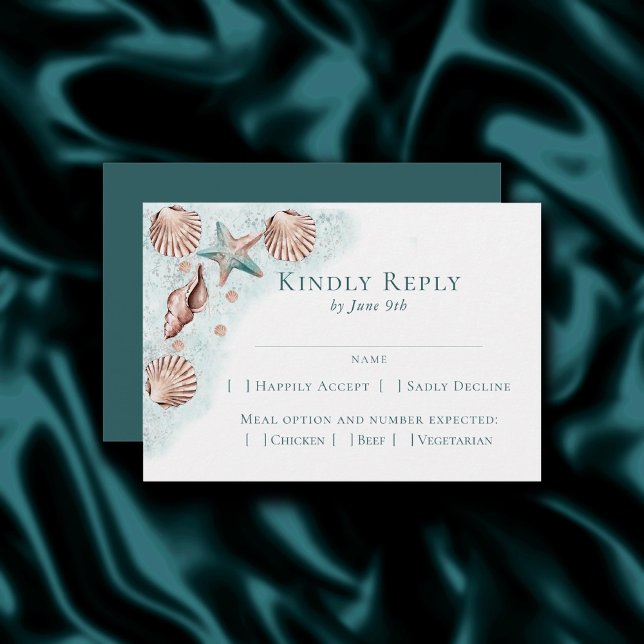 Coastal Chic | Auswahl an Aquamarinen und Korallen RSVP Karte (Von Creator hochgeladen)