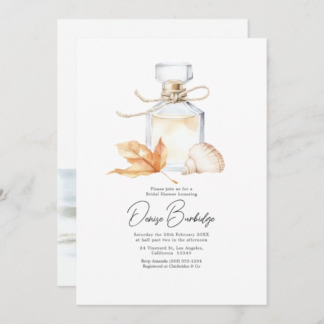 Coastal Chic Autumn - Fall Bridal Shower Einladung (Vorne/Hinten)