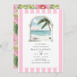 Coastal Chic Beach Club Birthday Party Einladung