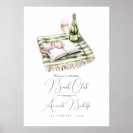 Coastal Chic Beach Club Birthday Welcome Sign Poster
