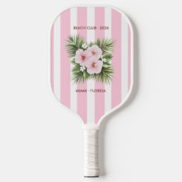Coastal Chic Beach Club Pink Stripe Tropical Pickleball Schläger
