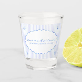 Coastal Chic Blue Bachelorette Seersucker Muschel Schnapsglas