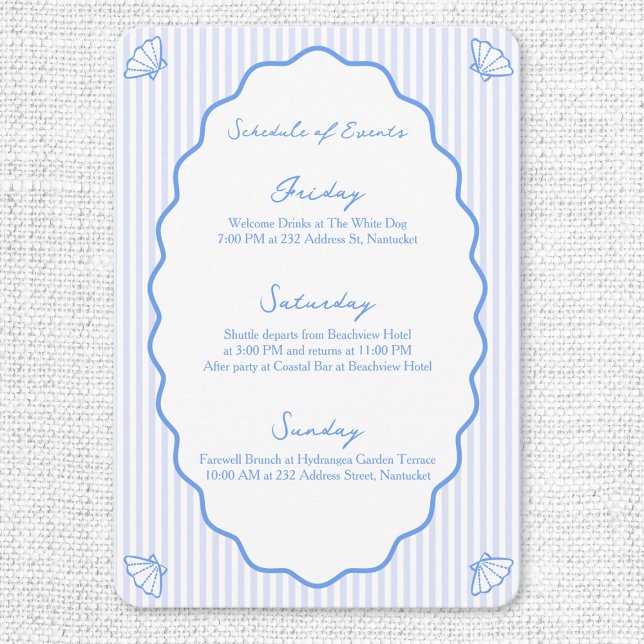 Coastal Chic Blue Hochzeitsprogramm Begleitkarte (Von Creator hochgeladen)