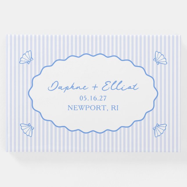 Coastal Chic Blue Nautical Personalisiert Wedding Gästebuch (Vorderseite)