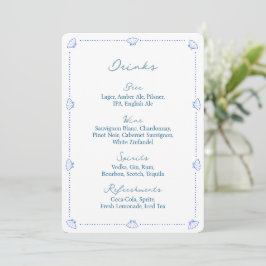 Coastal Chic Blue Nautical Wedding Bar Menu Signat