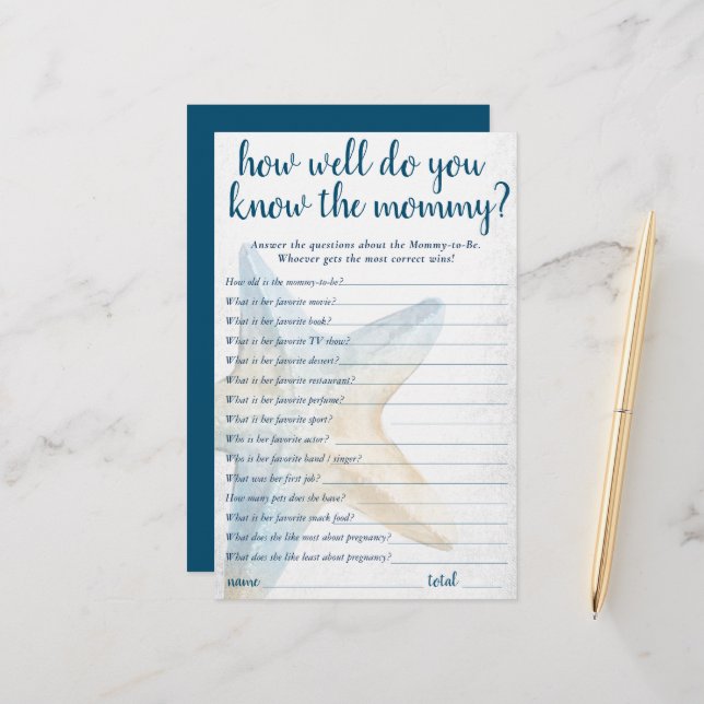 Coastal Chic | Blue Starfish Wer Mommy Game kennt (Vorderseite/Rückseite Beispiel)