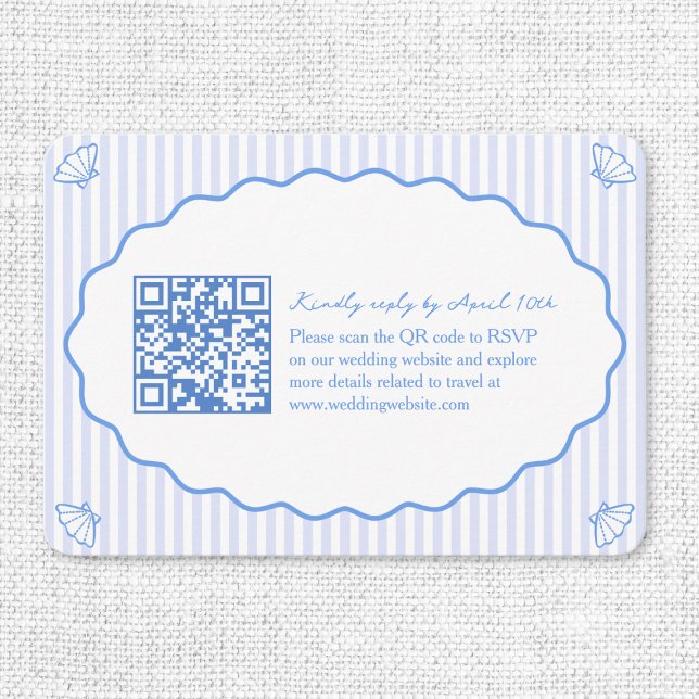 Coastal Chic Blue Wedding Website QR Code UAWG Begleitkarte (Von Creator hochgeladen)