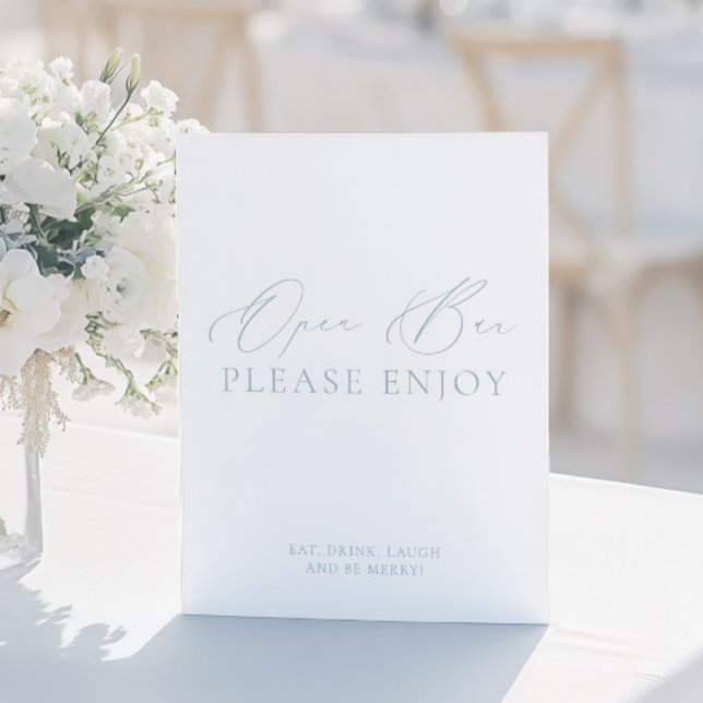 Coastal Chic Blue & White Open Bar Wedding Sign (Coastal Chic Blue & White Open Bar Wedding Sign)