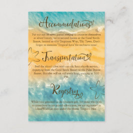 Coastal Chic Golden Sand Türkis Hochzeit Details Begleitkarte
