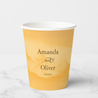 Coastal Chic Golden Sand Türkis Wasser Hochzeit Pappbecher