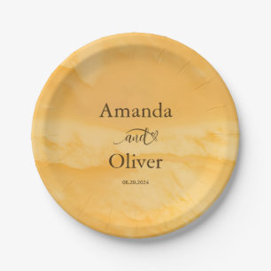 Coastal Chic Golden Sand Türkis Wasser Hochzeit Pappteller