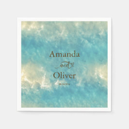 Coastal Chic Golden Sand Türkis Wasser Hochzeit Serviette