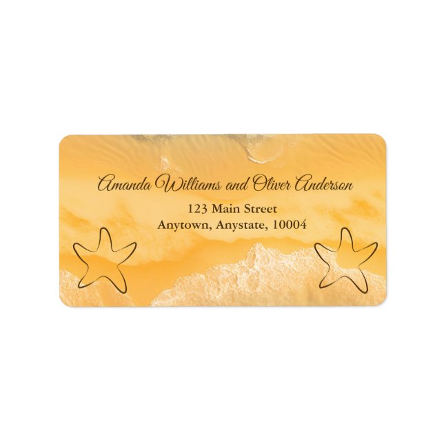 Coastal Chic Golden Sand Türkis Water Wedge L Adressaufkleber (Vorne)