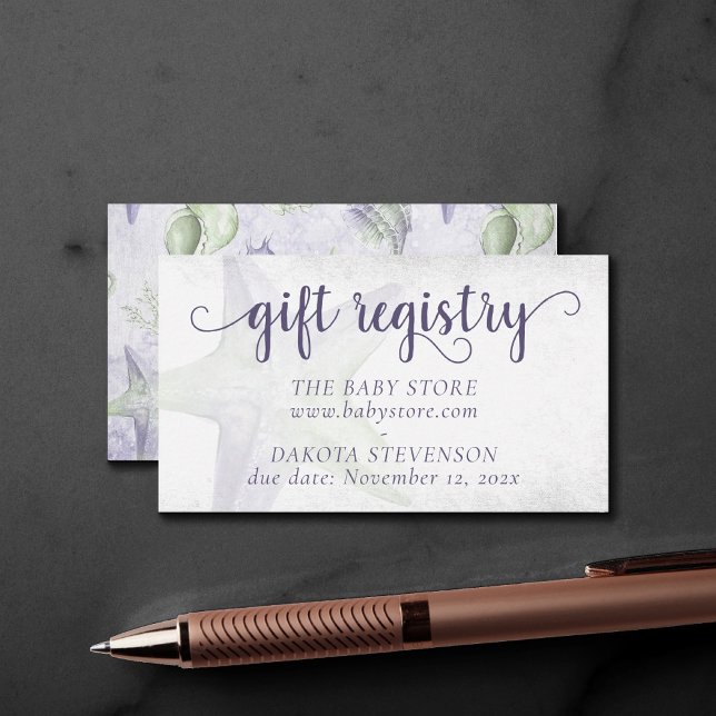 Coastal Chic | Lila und grünes Wasserregister Begleitkarte (Von Creator hochgeladen)