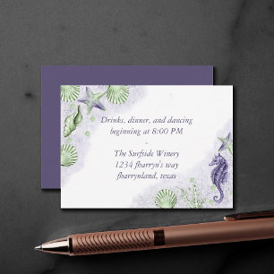 Coastal Chic Lila und kalkgrüner Empfang Begleitkarte