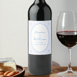 Coastal Chic Muschel & Streifen Personalisiert Hoc Weinetikett