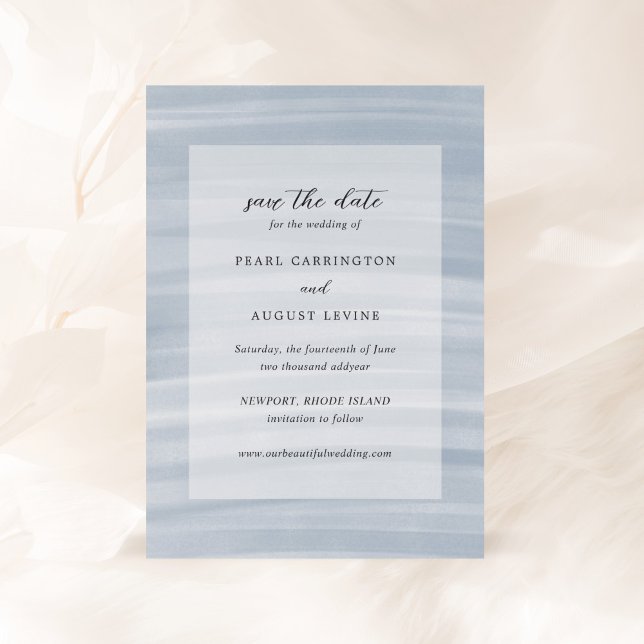 Coastal Chic Mute Blue Elegante Hochzeit Save The Date (Von Creator hochgeladen)