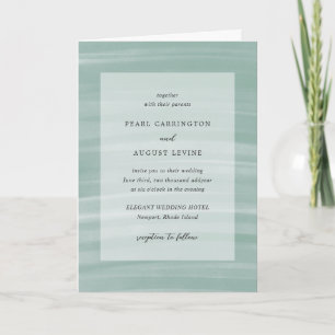 Coastal Chic Mute Green Elegant Hochzeit Einladung